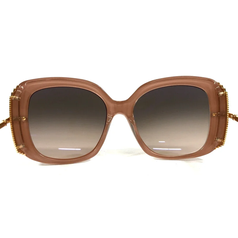 Boucheron Sunglasses BC0002S 006 Pink Gold Butterfly with Gradient Brown Lenses
